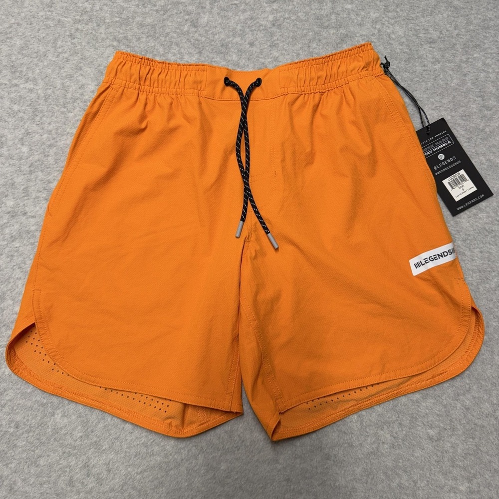 Legends Luka HD Shorts Mens Small Orange 7in Linerless Running Athletic Gym